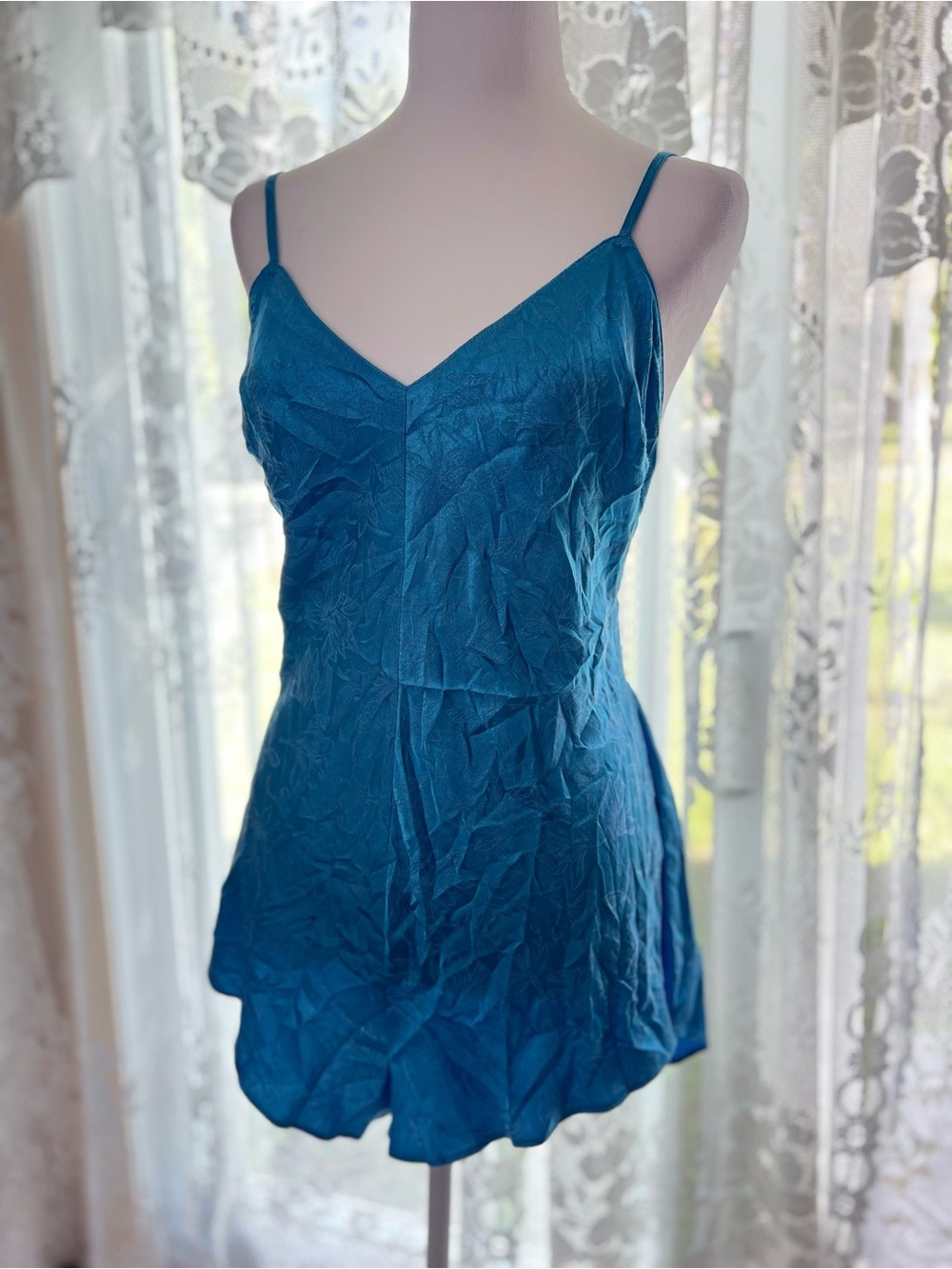 Victoria's Secret Bright Blue Lace Camisole Romper Large